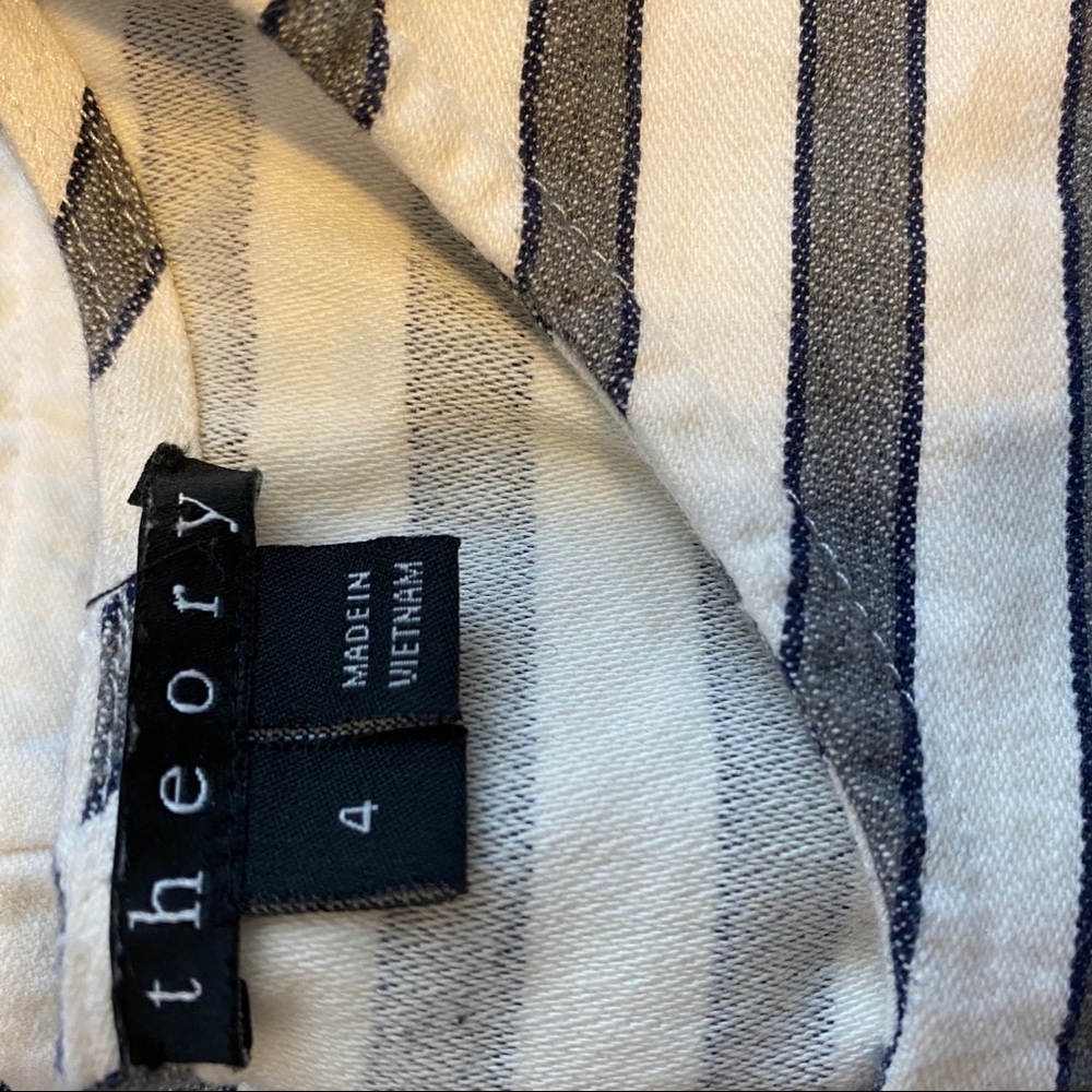 Theory striped 100% cotton cap sleeve top - Picture 5 of 6